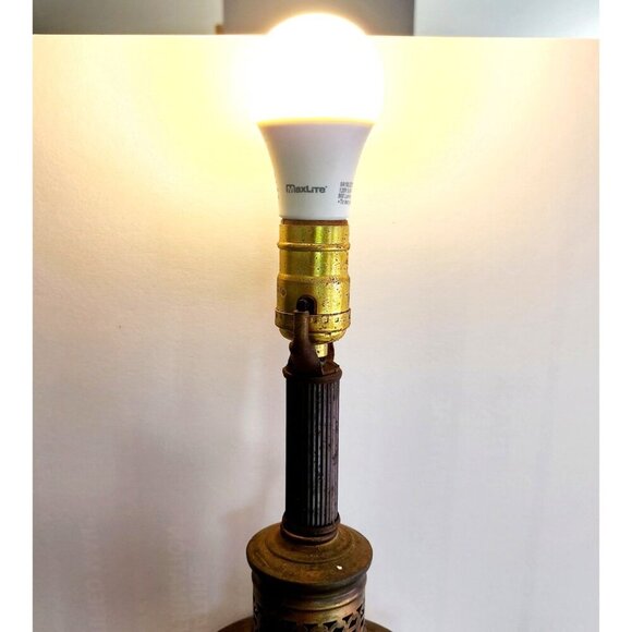 1960s MCM Table Lamp Brass Nautical Industrial Internal Light Mid Century INVRM - Picture 3 of 6